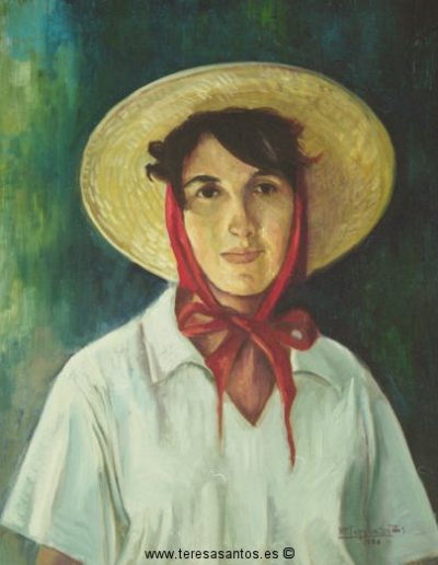 Título: Chica con sombrero de paja Año: 1996 Técnica: Óleo sobre lienzo Medidas:50x61