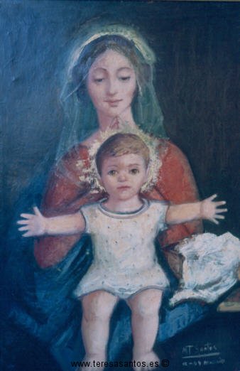 Título: Virgen con niño Año: 1954 Técnica:Oleo sobre lienzo Medidas: